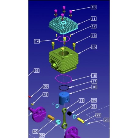 Mecatech Top Gun Zylinderkopf Stifte